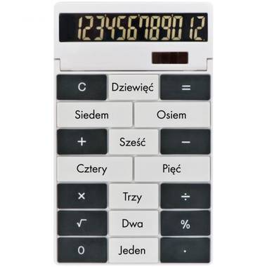 12 miestna kalkulačka, vlastný dizajn, biela
